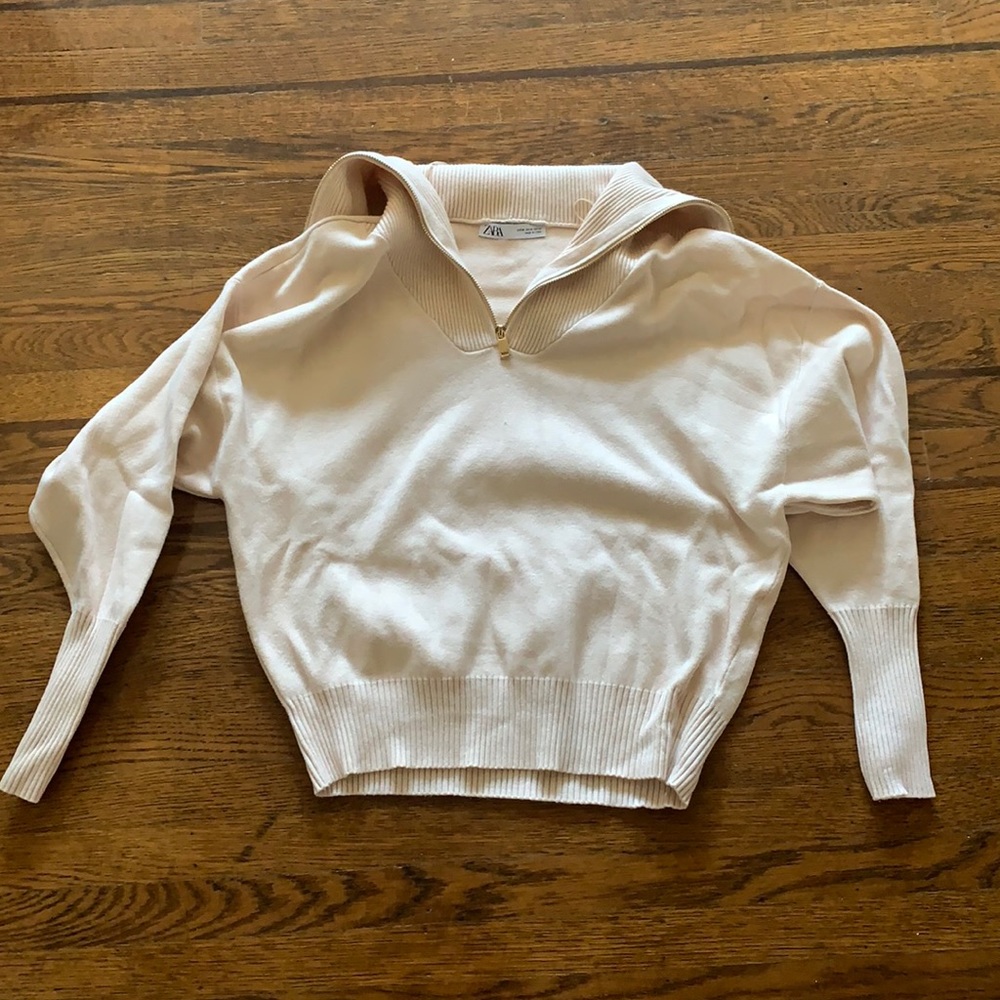 Zara v-neck/turtleneck  sweater with partial zip